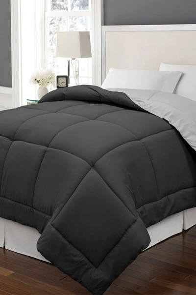 Blue Ridge Home Fashions Reversible Down Alternative Microfiber Comforter In Black/platinum