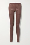 RICK OWENS STRETCH-LEATHER AND COTTON-BLEND LEGGINGS