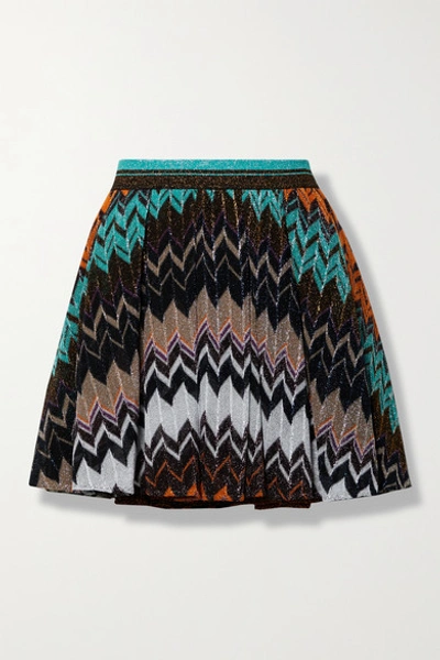 Missoni Metallic Crochet-knit Mini Skirt In Black