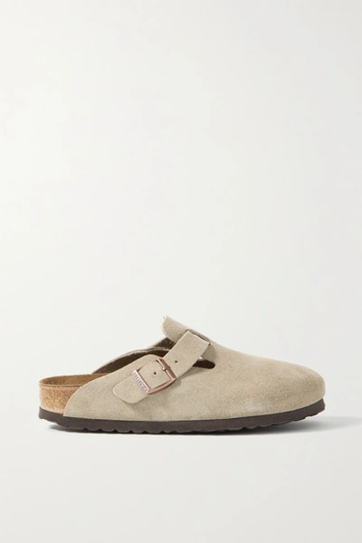 Birkenstock Boston Suede Clogs In Beige