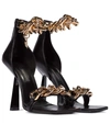 VERSACE MEDUSA CHAIN LEATHER SANDALS,P00528968