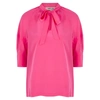 DIANE VON FURSTENBERG LYNN PINK SILK CREPE DE CHINE BLOUSE,3980847