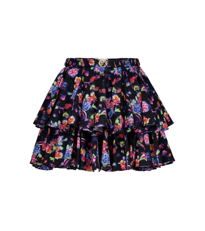 Caroline Constas Reign Tiered Floral-print Cotton-blend Mini Skirt In Black