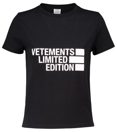 Vetements Logo Stretch Cotton-jersey T-shirt In Black