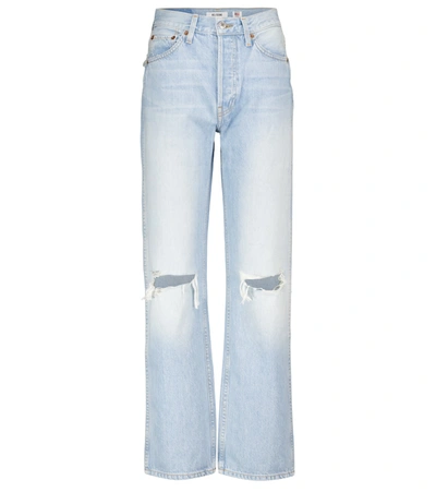 Re/done Loose High-rise Straight Jeans In Bleach Destroy