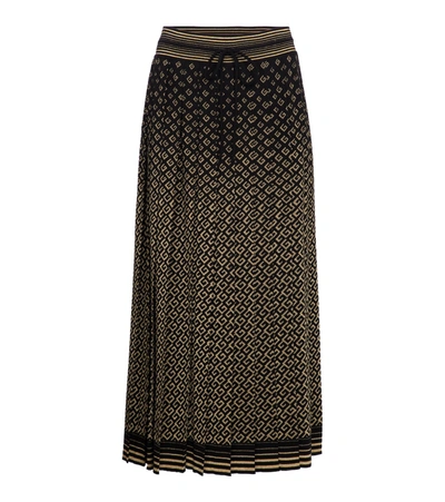 Gucci Intarsia-knit Logo-pattern Midi Skirt In Black