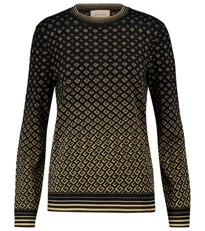 Gucci Gg Jacquard Wool-blend Sweater In Gold
