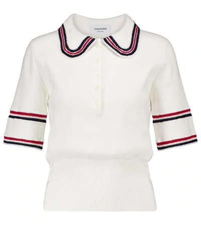 Thom Browne Embroidered Cotton Sweater In White