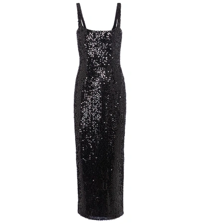 Emilia Wickstead Bassett Sequined Sheath Dress In Black