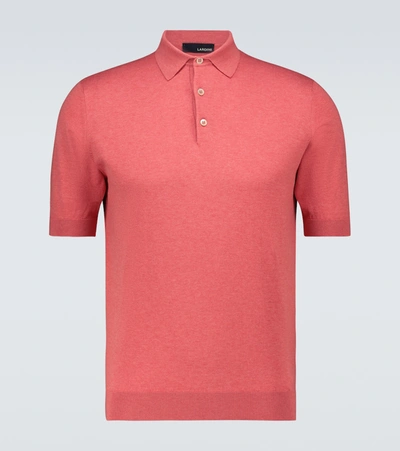 Lardini Knitted Cotton Short-sleeved Polo In Red