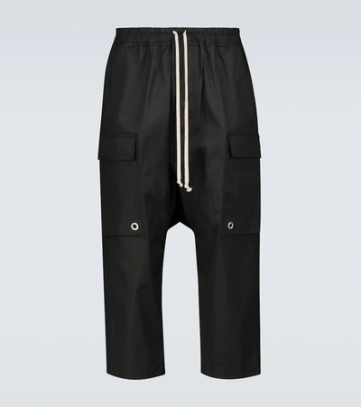 Rick Owens Drawstring Cargo Cropped Trousers In Black