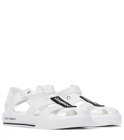 Dolce & Gabbana Kids' Logo Pvc Sandals In White