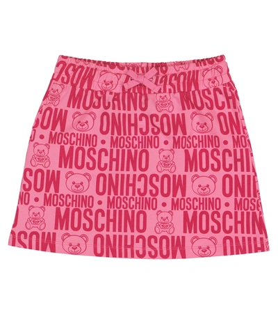 Moschino Kids' Logo Stretch-cotton Skirt In Pink