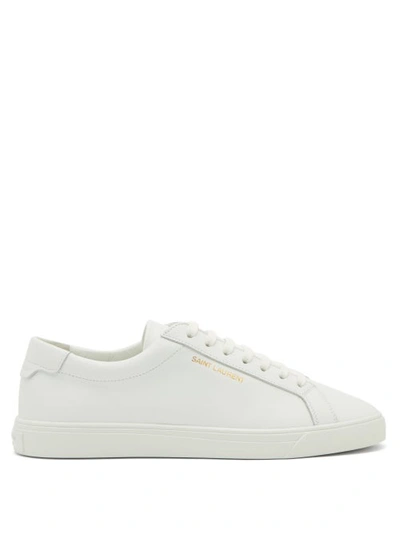 Saint Laurent Andy Leather Lace-up Sneakers In White