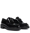 Prada Brushed Leather Loafers In Black