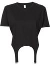 DION LEE GARTER-DETAIL COTTON T-SHIRT