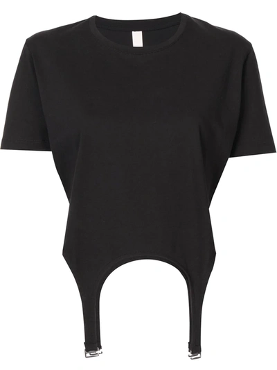 Dion Lee Garter-detail Cotton T-shirt In Black