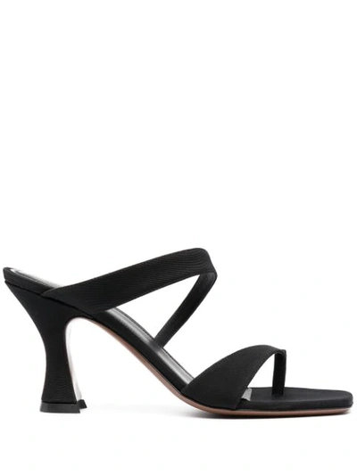 Neous Silka Square-toe Faille And Leather Mules In Black