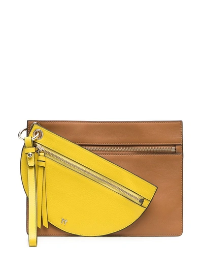 Tila March Annabelle Crescent Leather Clutch Bag In Yellow