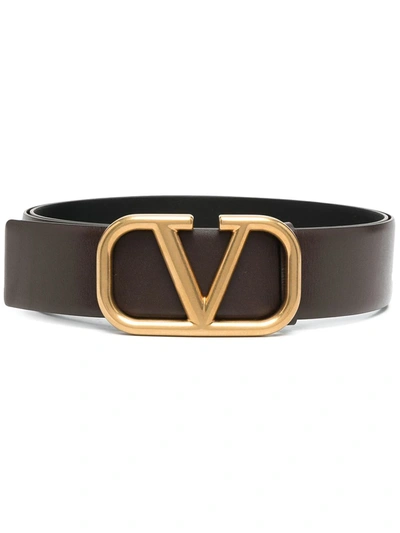 Valentino Garavani Vlogo Leather Belt In Brown