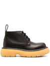 Bottega Veneta The Bounce Leather Ankle Boots In Brown
