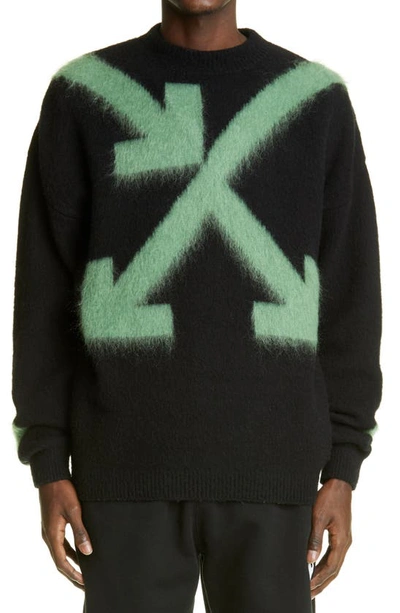 Off-white Fuzzy Arrows Wool And Mohair Sweater In Black