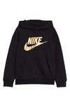 Nike Sportswear Club Fleece Big Kidsâ Pullover Hoodie In G0g Black/metallic Gold