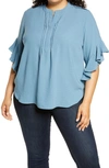 VINCE CAMUTO RUFFLE SLEEVE BLOUSE,9460005