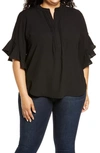 Vince Camuto Ruffle Sleeve Blouse In Rich Black