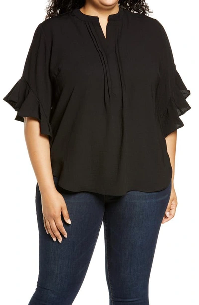 Vince Camuto Ruffle Sleeve Blouse In Rich Black