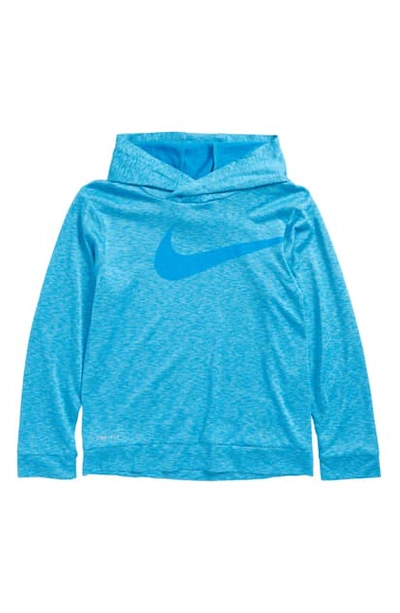 Nike Kids' Swoosh Dri-fit Hoodie In Light Photo Blue Heather