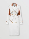 BURBERRY Leather Panel Cotton Canvas Trench Coat