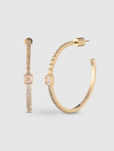 Bonheur Jewelry Maud Crystal Hoop Earrings In Gold