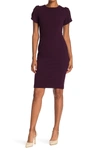 Calvin Klein Tulip Sleeve Sheath Dress In Aubergine