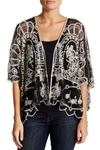 Forgotten Grace Embroidered Mesh Cardigan In Black-white
