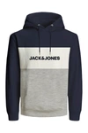 Jack & Jones Logo Colorblock Hooded Sweatshirt In Navy Blazerreg