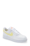 Nike Air Force 1 Low '07 "white/light Citron" Sneakers In White/ Bright Mango