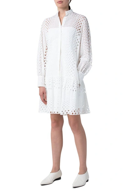 Akris Punto Cotton Eyelet Embroidered Shirtdress In White