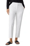 Eileen Fisher Organic Cotton & Hemp High Waist Tapered Ankle Pants In White