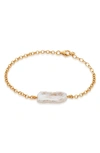 Monica Vinader Womens White Nura Biwa Pearl And 18ct Gold-plated Vermeil Sterling Silver Bracelet 1size In Yellow Gold