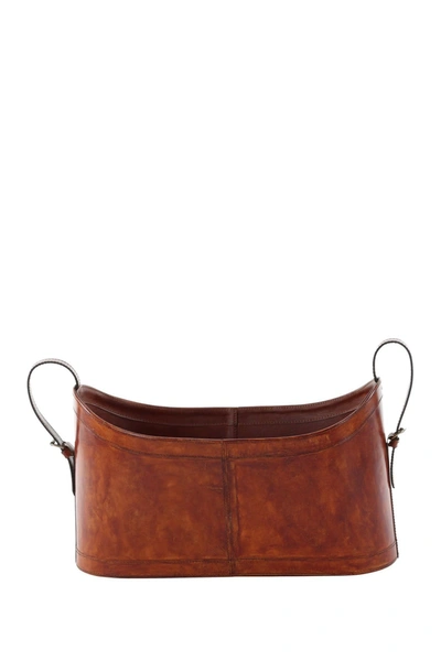 Willow Row Leather Magazine Holder In Brown