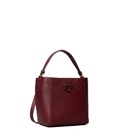 Tory Burch Mcgraw Small Bucket Bag In Claret