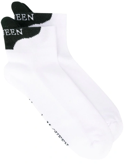 Alexander Mcqueen Intarsia-knit Logo Cotton-blend Socks In White