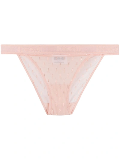 Wolford Sheer Embroidered Briefs In Pink