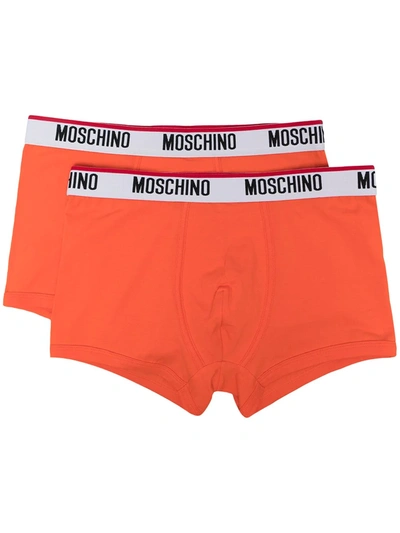 Moschino Logo Waistband Boxers In Orange