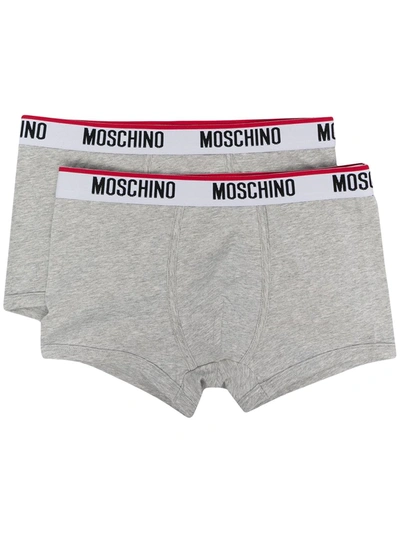 Moschino Logo Waistband Boxer Set In Grey