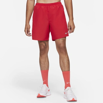 Nike Men's Challenger Brief-lined 5" Running Shorts In University Red/reflective Silver