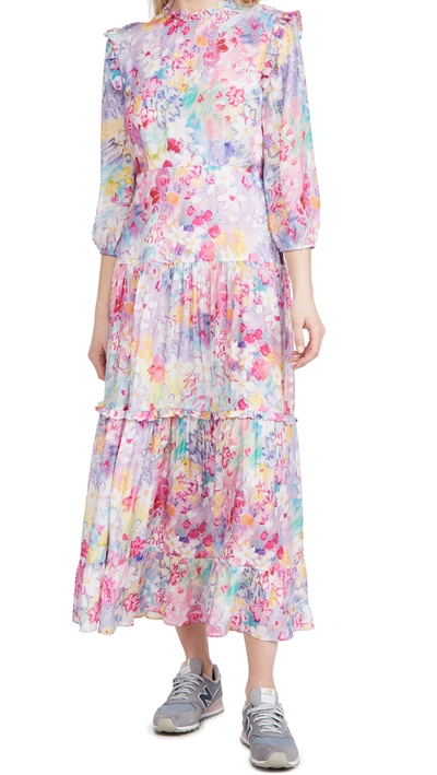 Rixo London Monet Ruffled Tiered Floral-print Cotton And Silk-blend Midi Dress In Spring Meadow