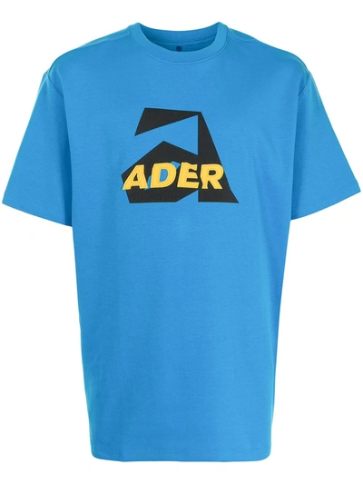 Ader Error Logo Print T-shirt In Blue