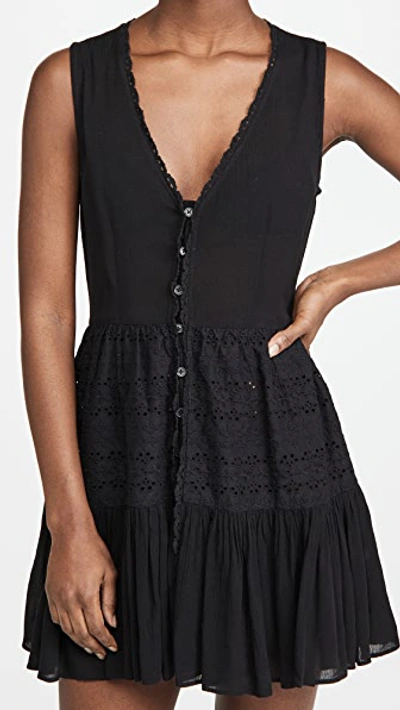 Playa Lucila Eyelet Mini Dress In Black